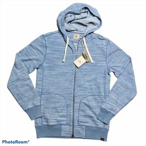 NWOT Faherty Womens Zuma Zip Up Hoodie Light Indigo XS